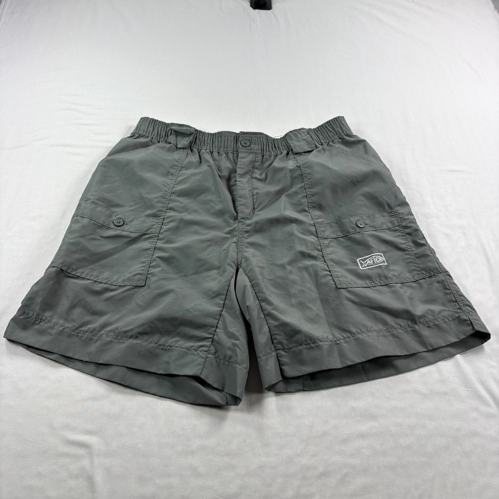Aftco Shorts Mens Size 38 Gray Cargo Fishing Stretch Performance Nylon Preppy
